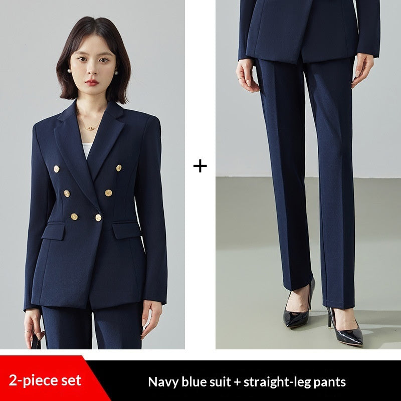 Women's Office Style Fitted-Waist Casual Set - Jacket & Pants
