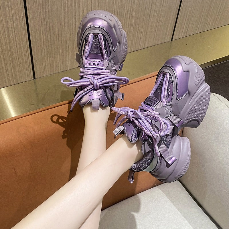 Women's new thick-soled height-increasing dad shoes for small people with versatile platform soles