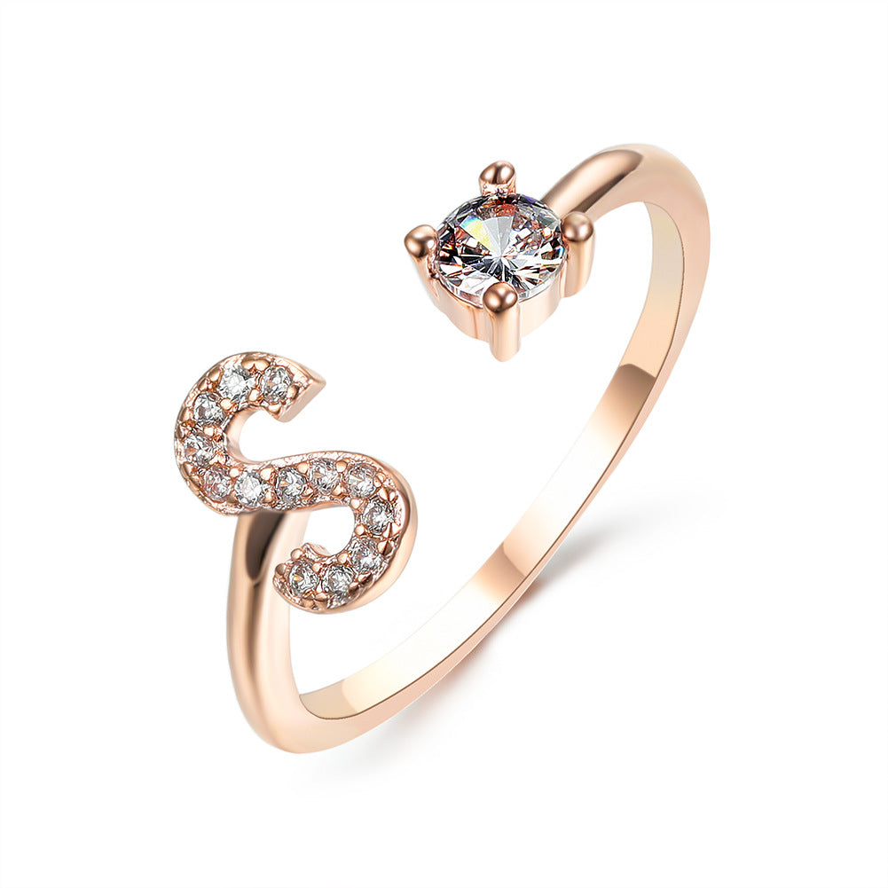 Adjustable Initial Letter Ring for Women - Elegant Gold Jewelry Gift