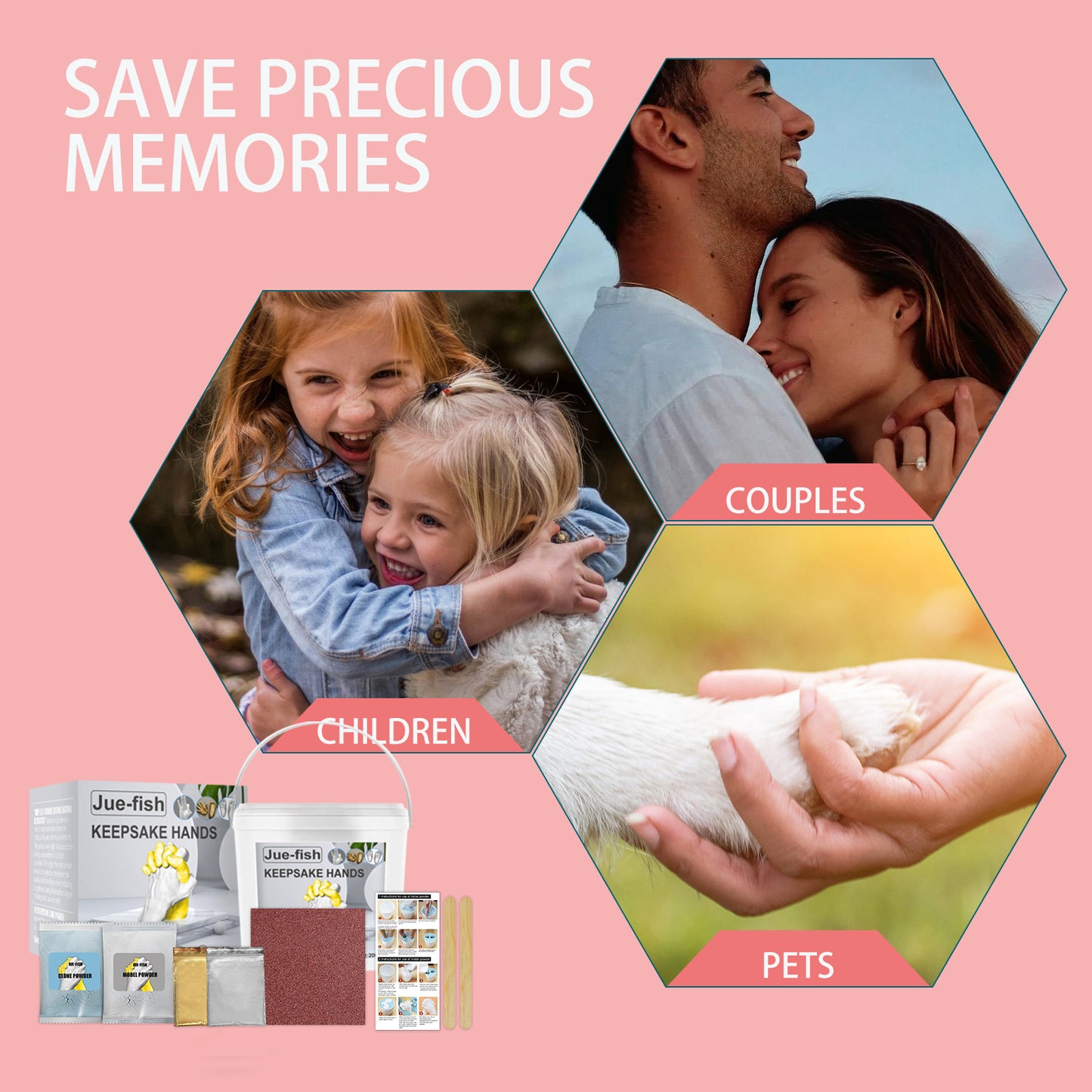 Jue-Fish 3D Hand Makrolon Powder Couple Anniversary Souvenir DIY Mother's Day Children's Day Gift