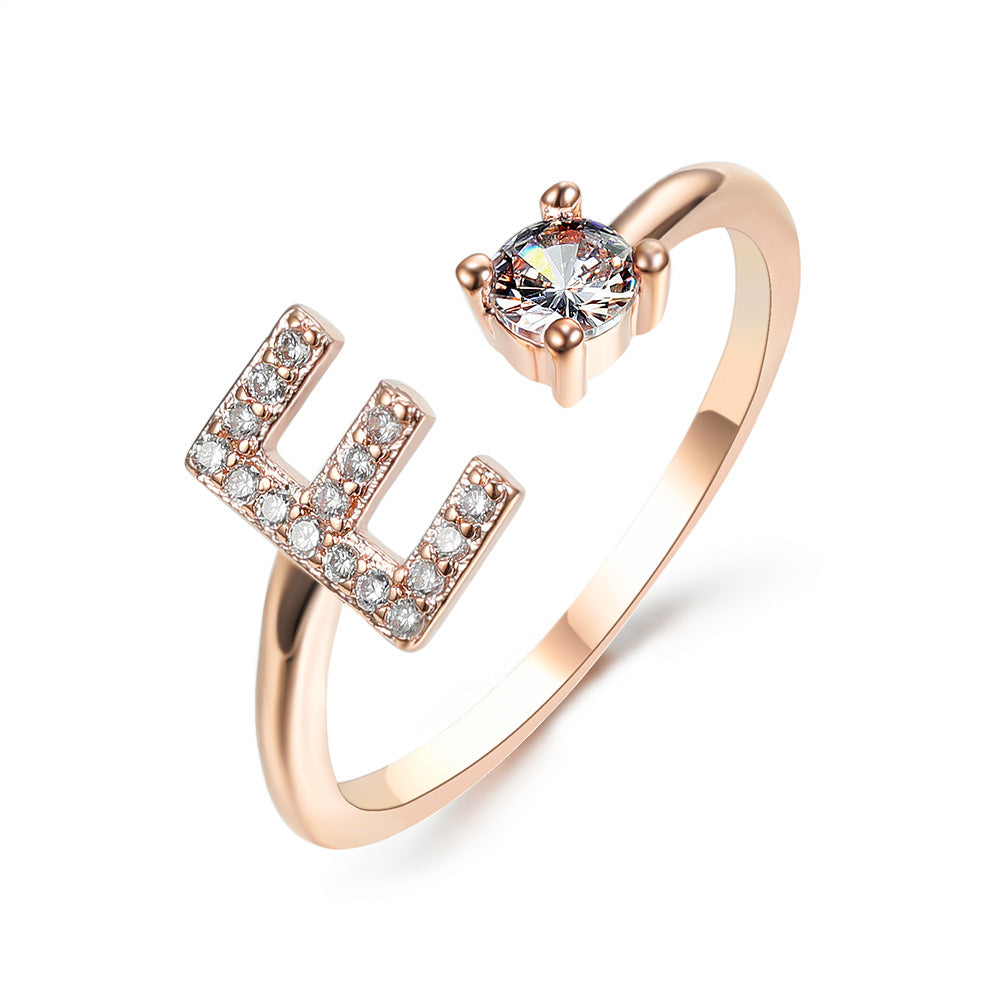 Adjustable Initial Letter Ring for Women - Elegant Gold Jewelry Gift