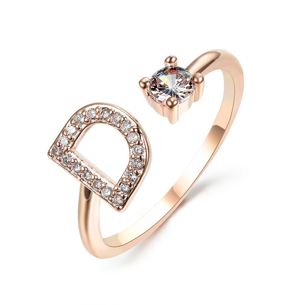 Adjustable Initial Letter Ring for Women - Elegant Gold Jewelry Gift