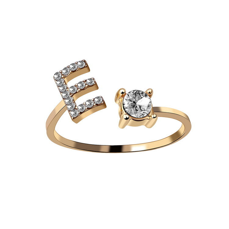 Adjustable Initial Letter Ring for Women - Elegant Gold Jewelry Gift