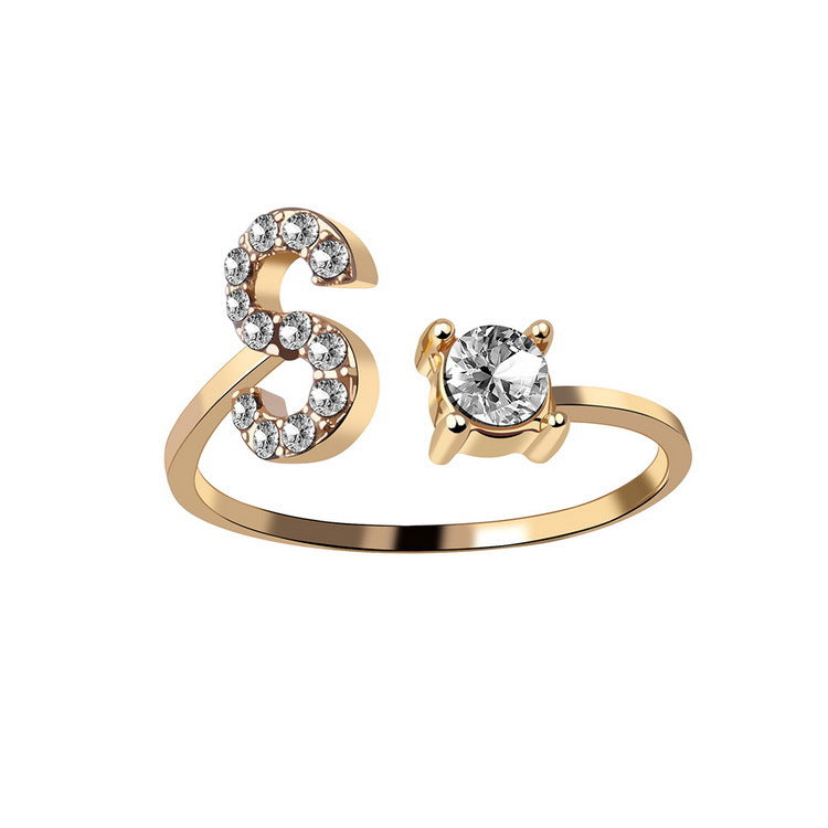 Adjustable Initial Letter Ring for Women - Elegant Gold Jewelry Gift