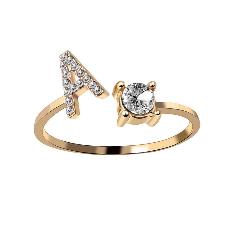 Adjustable Initial Letter Ring for Women - Elegant Gold Jewelry Gift