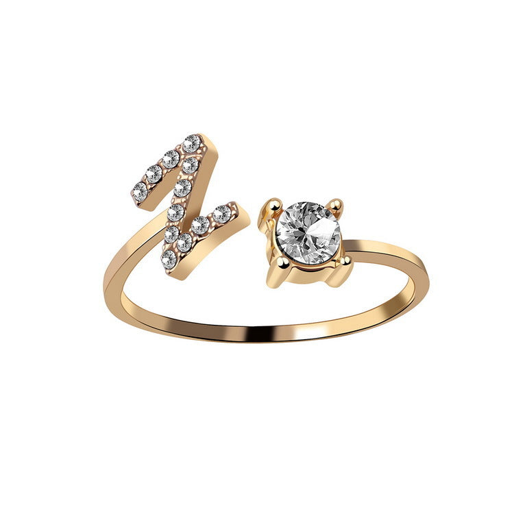 Adjustable Initial Letter Ring for Women - Elegant Gold Jewelry Gift