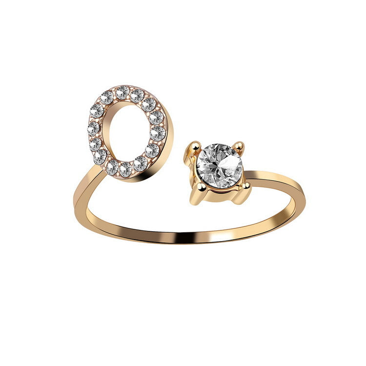 Adjustable Initial Letter Ring for Women - Elegant Gold Jewelry Gift