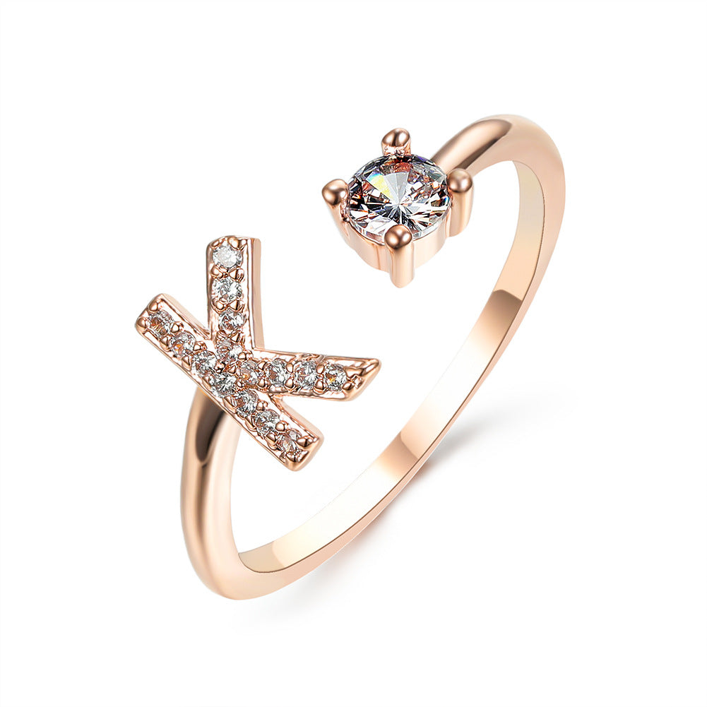 Adjustable Initial Letter Ring for Women - Elegant Gold Jewelry Gift