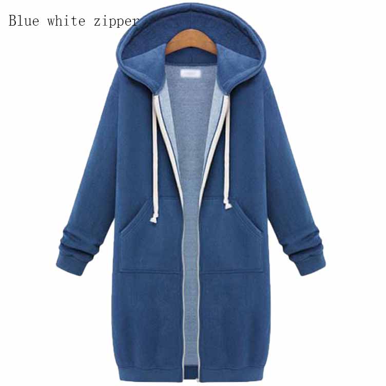 Women's Hooded Long Sleeve Fleece Jacket - Warm Zip-Up Sweater Coat