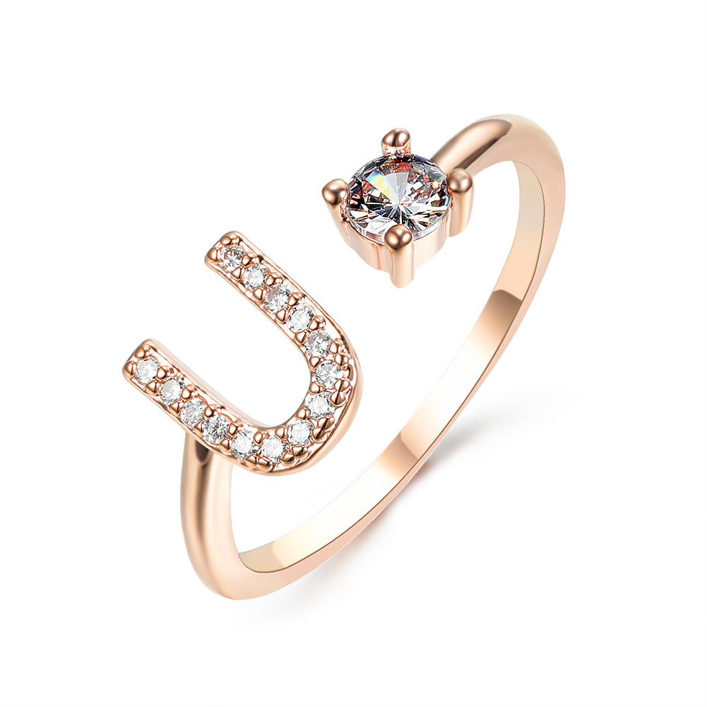 Adjustable Initial Letter Ring for Women - Elegant Gold Jewelry Gift