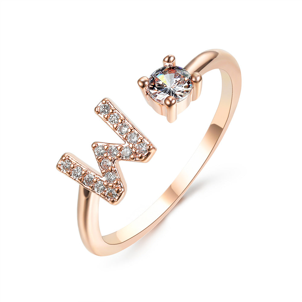 Adjustable Initial Letter Ring for Women - Elegant Gold Jewelry Gift