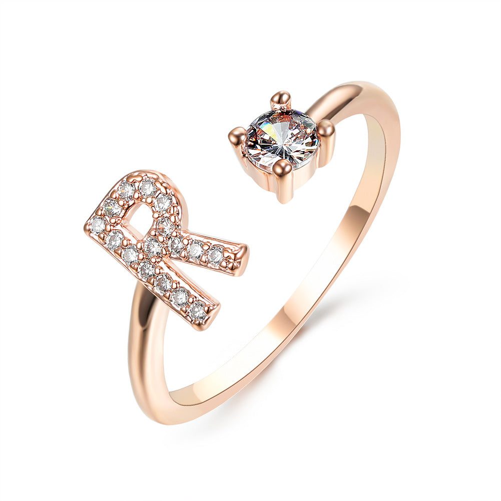 Adjustable Initial Letter Ring for Women - Elegant Gold Jewelry Gift