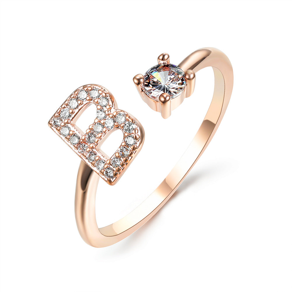 Adjustable Initial Letter Ring for Women - Elegant Gold Jewelry Gift
