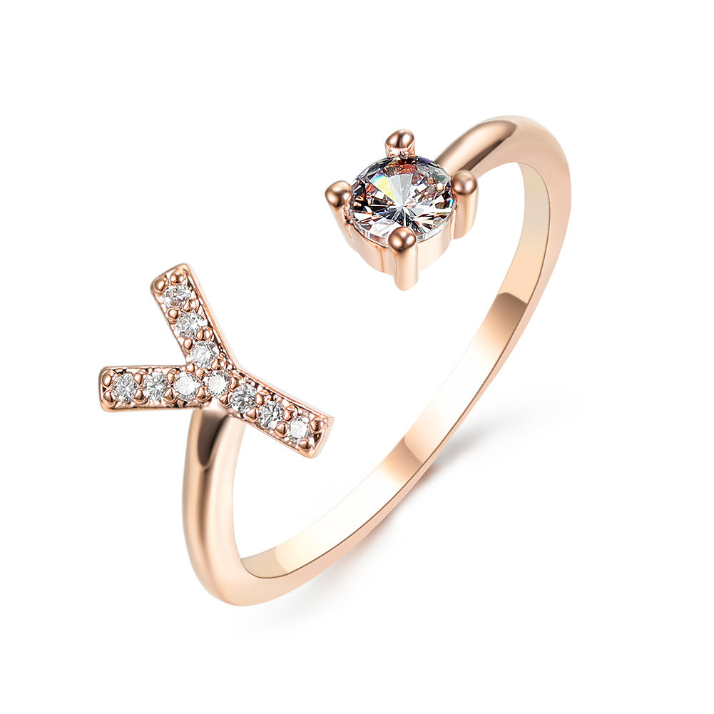 Adjustable Initial Letter Ring for Women - Elegant Gold Jewelry Gift