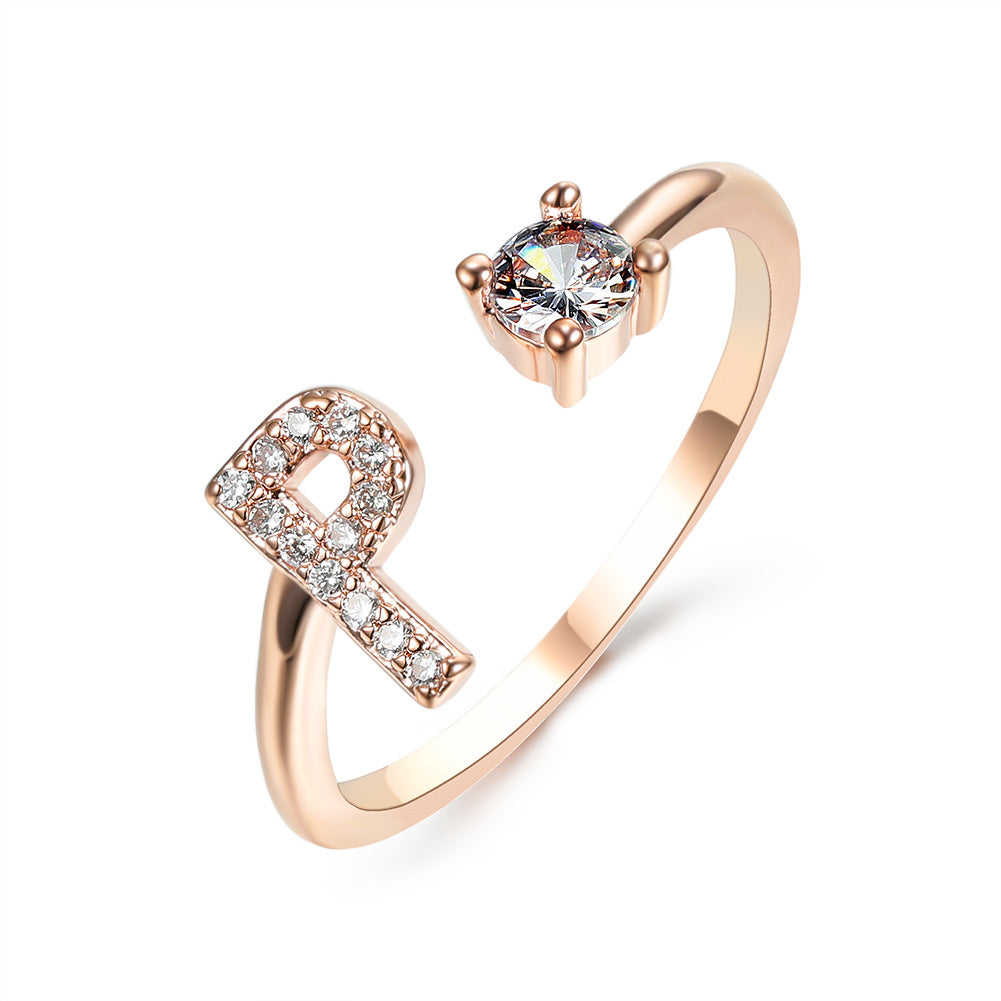 Adjustable Initial Letter Ring for Women - Elegant Gold Jewelry Gift
