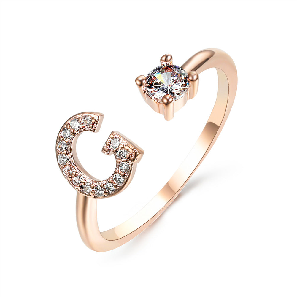 Adjustable Initial Letter Ring for Women - Elegant Gold Jewelry Gift