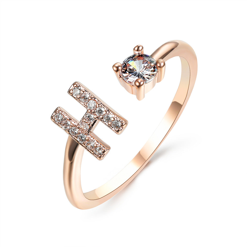 Adjustable Initial Letter Ring for Women - Elegant Gold Jewelry Gift
