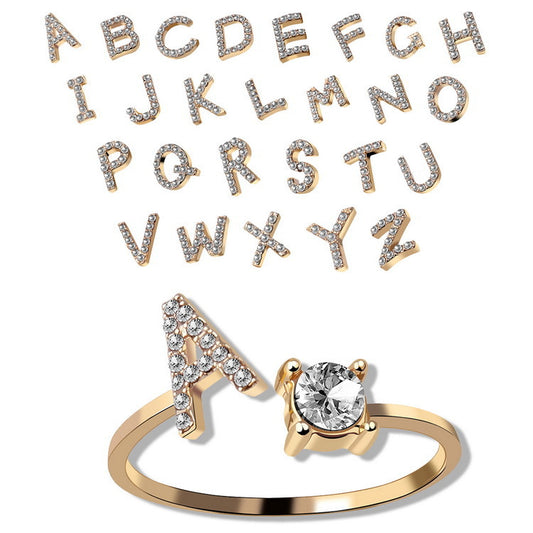 Adjustable Initial Letter Ring for Women - Elegant Gold Jewelry Gift