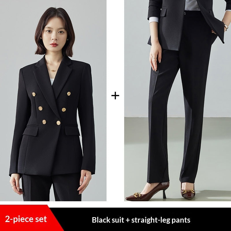 Women's Office Style Fitted-Waist Casual Set - Jacket & Pants