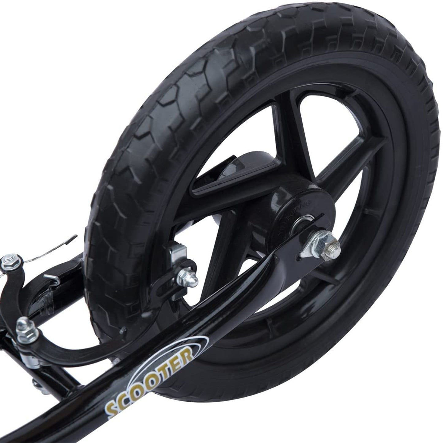 Kick Scooter for Kids 5-12 Years Old with Adjustable Height Handlebar, Non-slip Footplate, Big Wheels, Rear Brake, Black