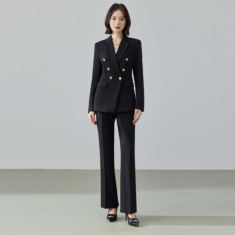 Women's Office Style Fitted-Waist Casual Set - Jacket & Pants
