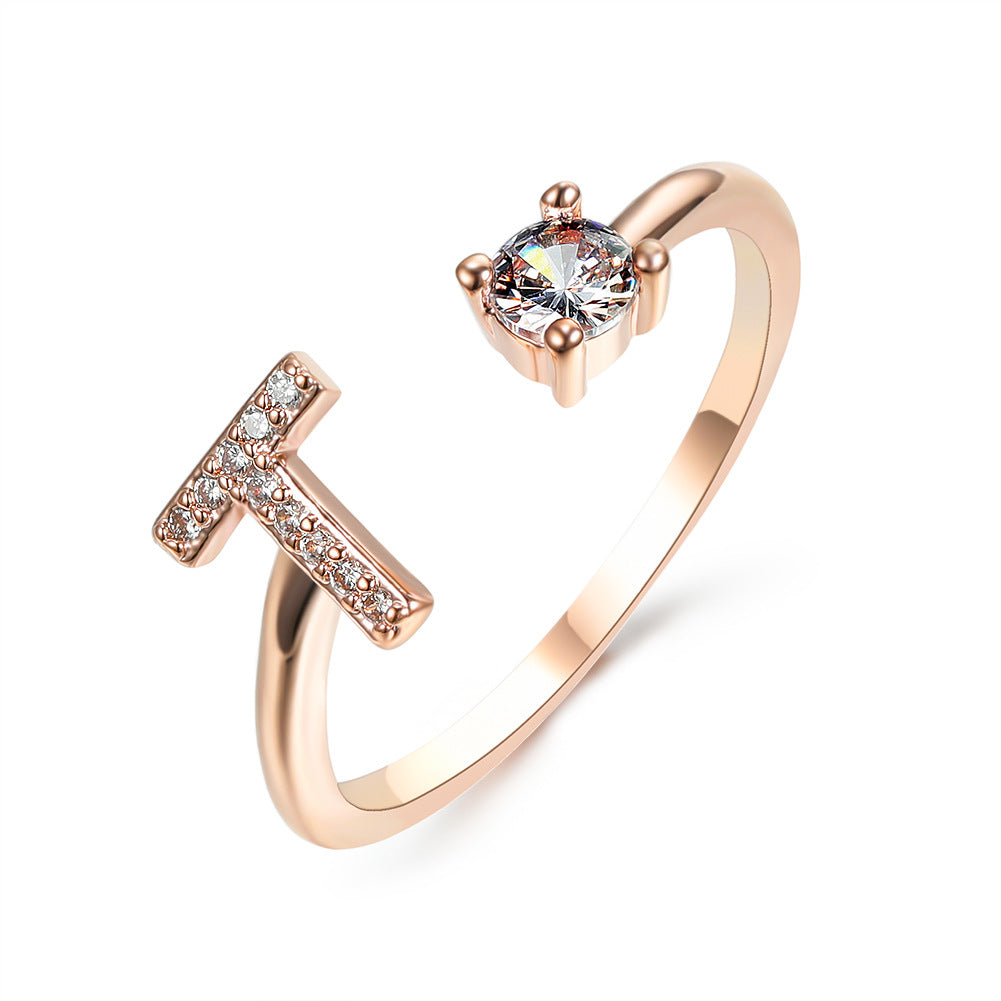 Adjustable Initial Letter Ring for Women - Elegant Gold Jewelry Gift