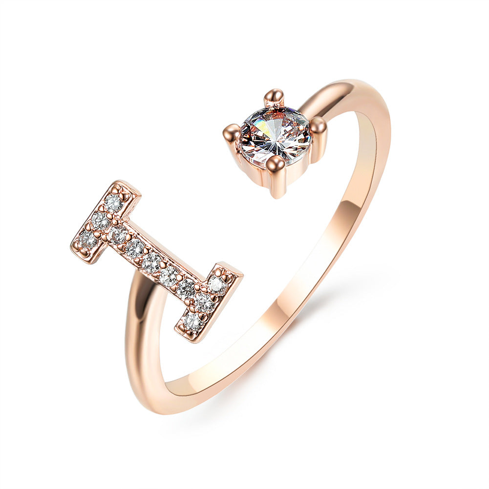 Adjustable Initial Letter Ring for Women - Elegant Gold Jewelry Gift