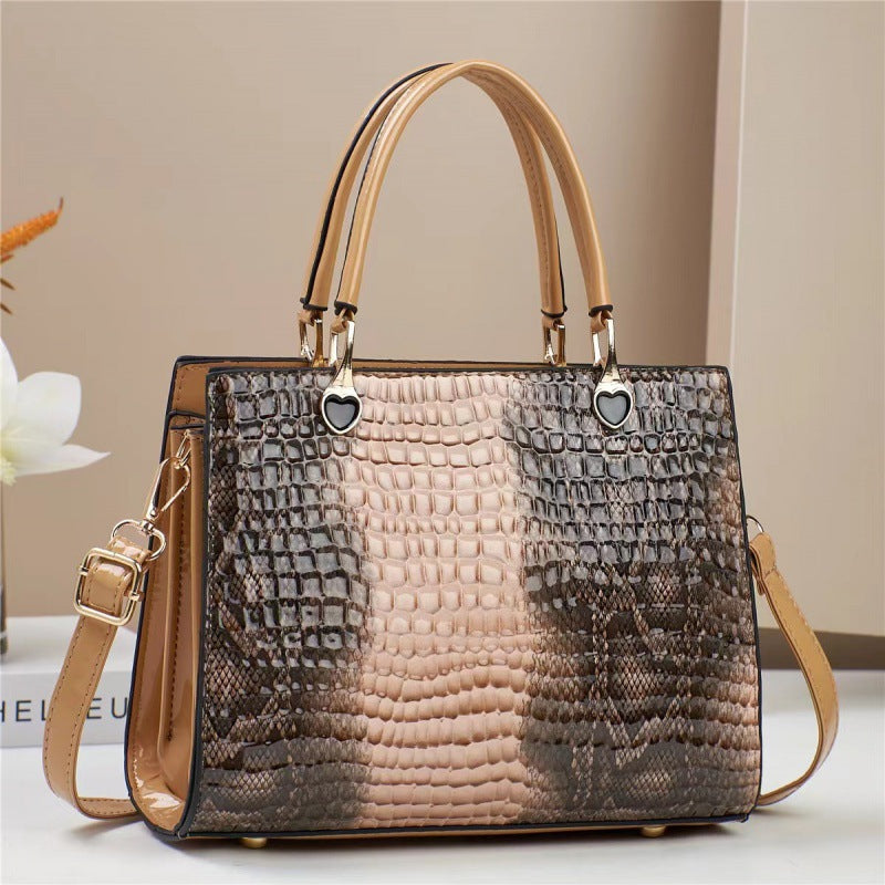 Women's Contrast Color Commuter Tote Bag - Large Capacity Shoulder Handbag