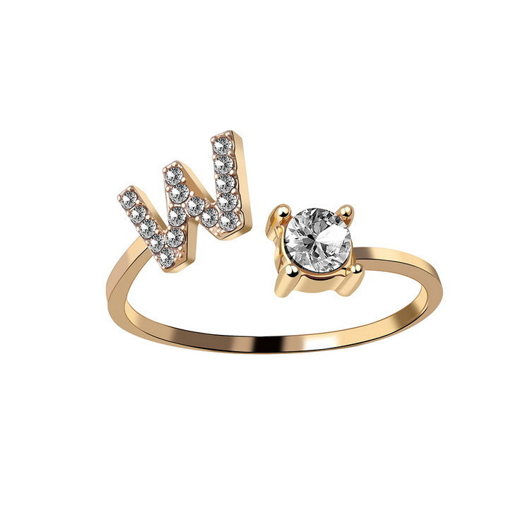 Adjustable Initial Letter Ring for Women - Elegant Gold Jewelry Gift