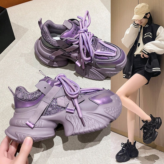 Women's new thick-soled height-increasing dad shoes for small people with versatile platform soles