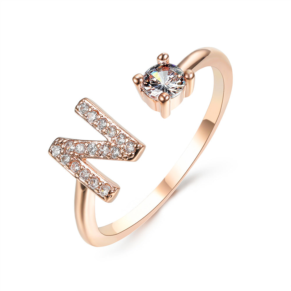 Adjustable Initial Letter Ring for Women - Elegant Gold Jewelry Gift