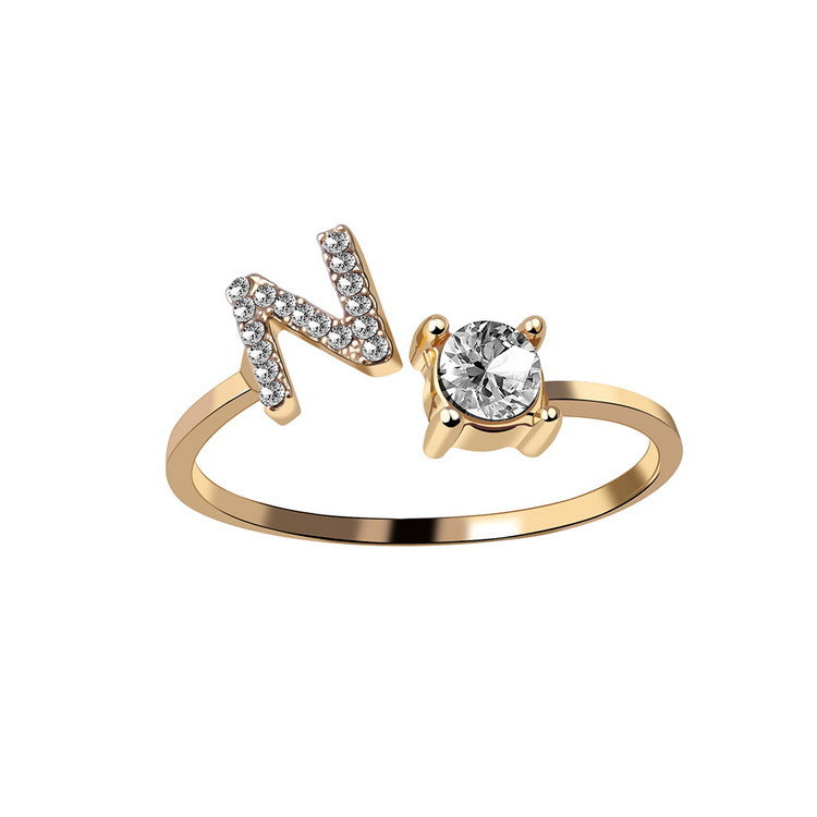 Adjustable Initial Letter Ring for Women - Elegant Gold Jewelry Gift