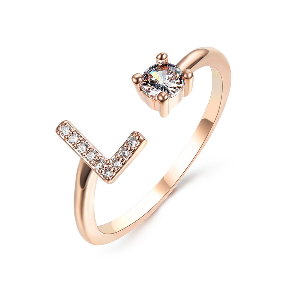Adjustable Initial Letter Ring for Women - Elegant Gold Jewelry Gift