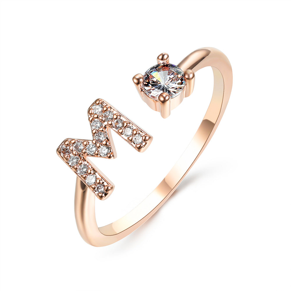 Adjustable Initial Letter Ring for Women - Elegant Gold Jewelry Gift