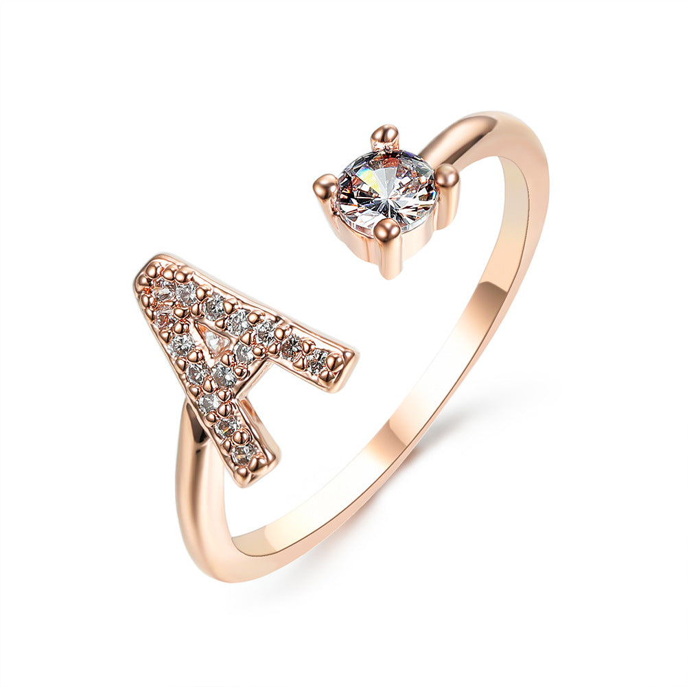 Adjustable Initial Letter Ring for Women - Elegant Gold Jewelry Gift