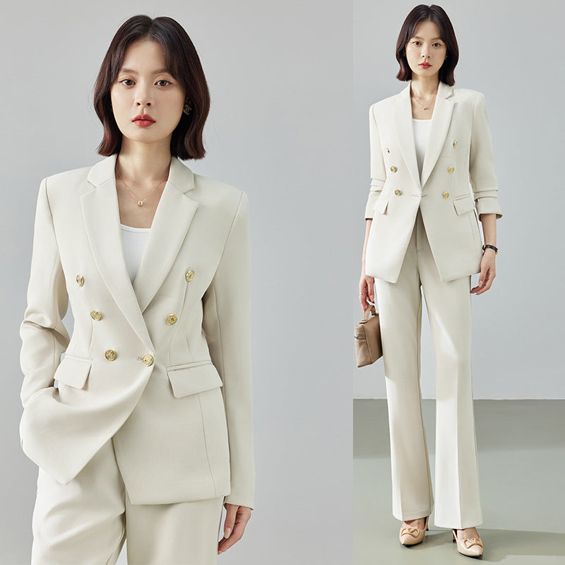 Women's Office Style Fitted-Waist Casual Set - Jacket & Pants