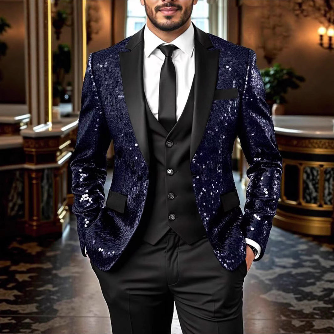 Men's Casual Loose-Fit Ombre Sequin Blazer