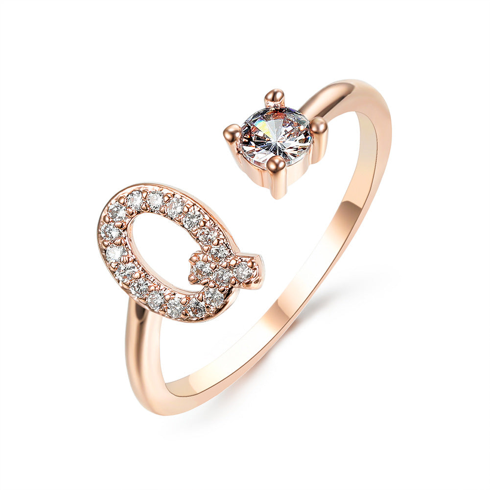 Adjustable Initial Letter Ring for Women - Elegant Gold Jewelry Gift