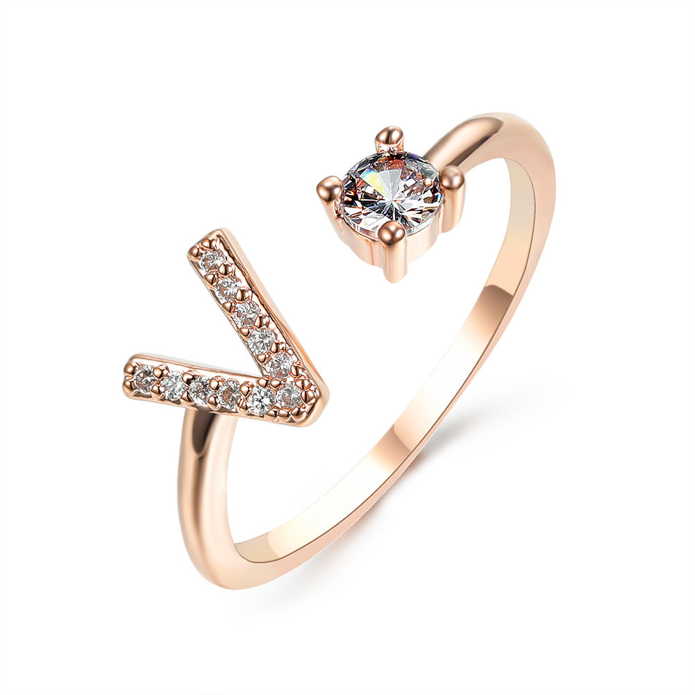 Adjustable Initial Letter Ring for Women - Elegant Gold Jewelry Gift