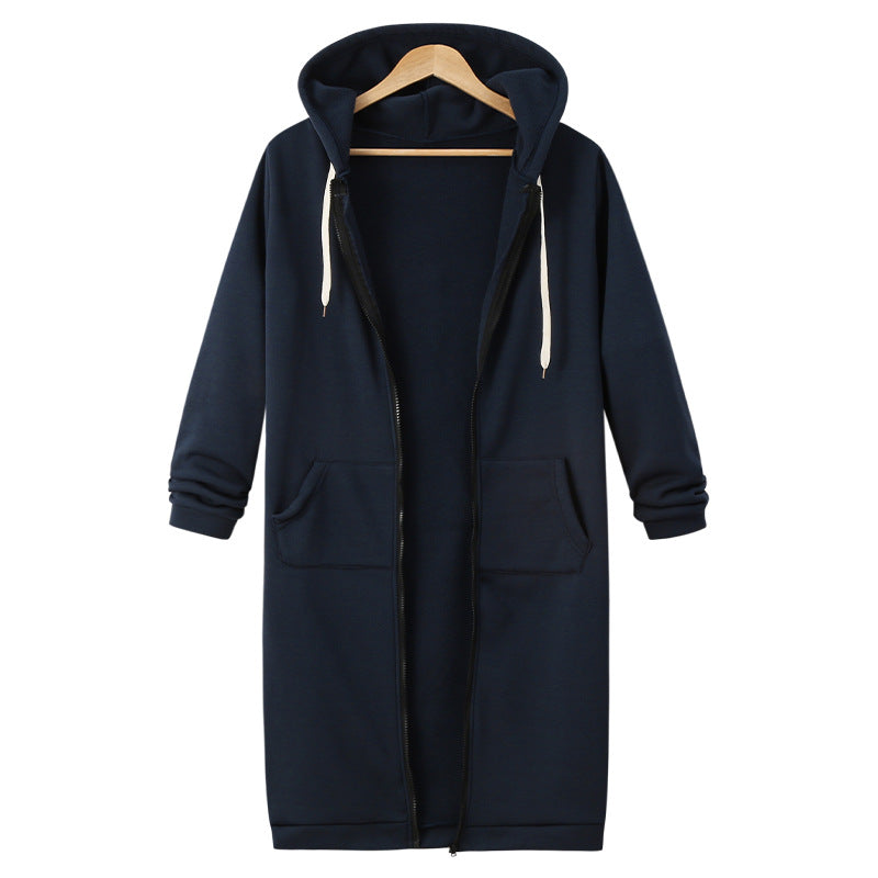 Women's Hooded Long Sleeve Fleece Jacket - Warm Zip-Up Sweater Coat