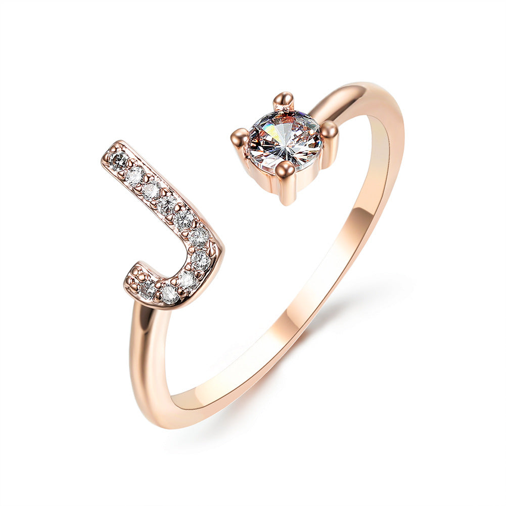 Adjustable Initial Letter Ring for Women - Elegant Gold Jewelry Gift