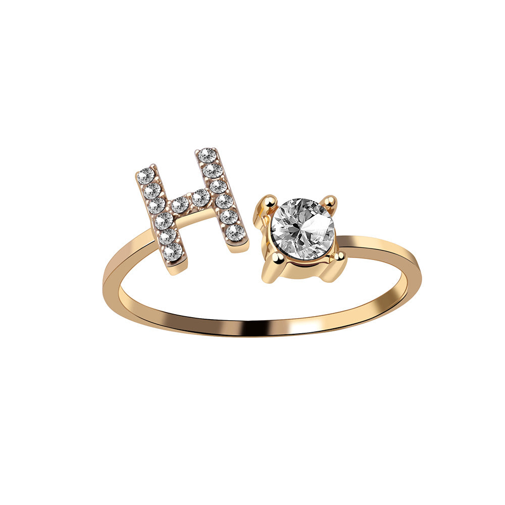 Adjustable Initial Letter Ring for Women - Elegant Gold Jewelry Gift