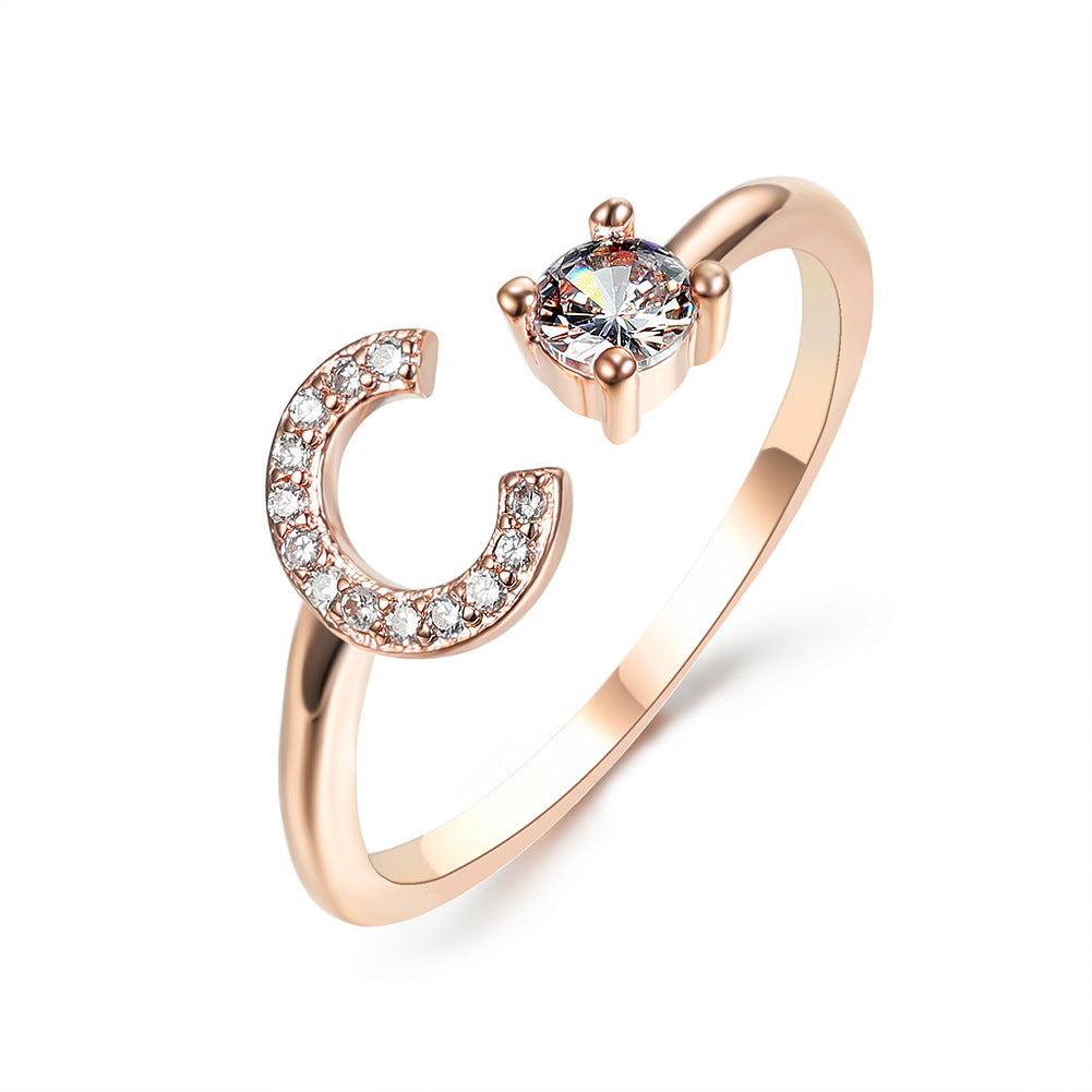 Adjustable Initial Letter Ring for Women - Elegant Gold Jewelry Gift