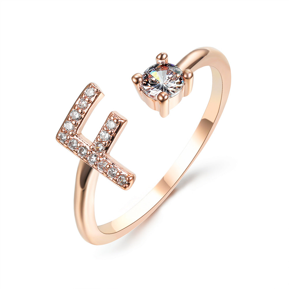 Adjustable Initial Letter Ring for Women - Elegant Gold Jewelry Gift