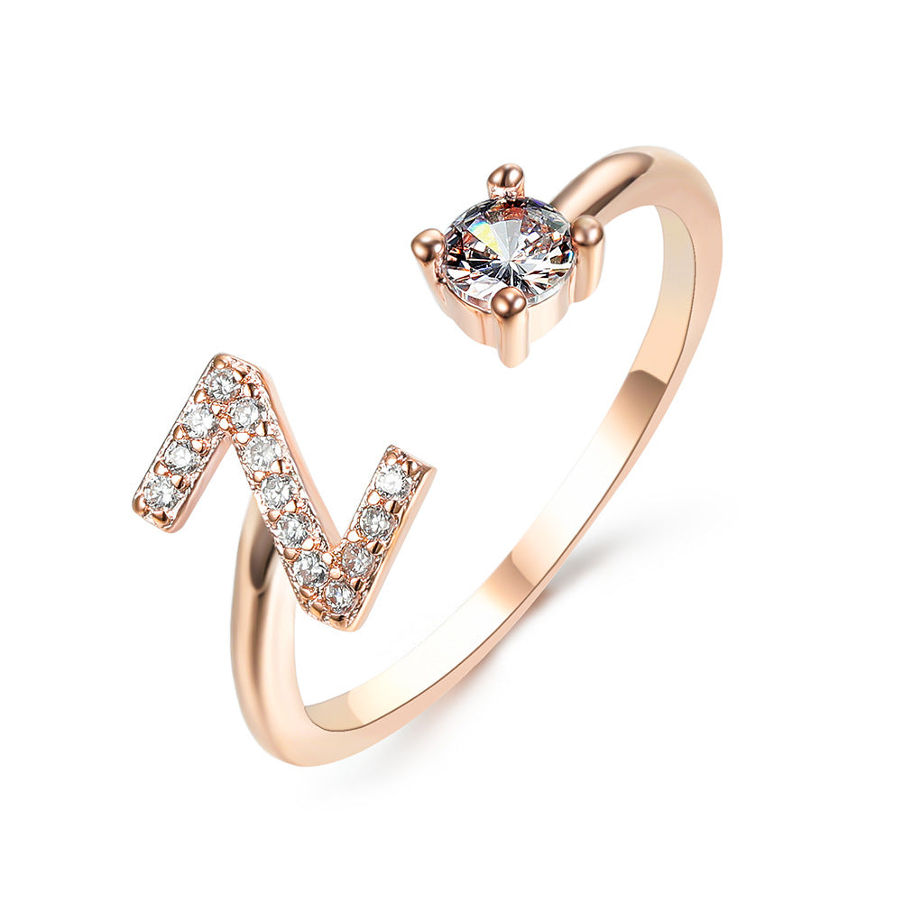Adjustable Initial Letter Ring for Women - Elegant Gold Jewelry Gift