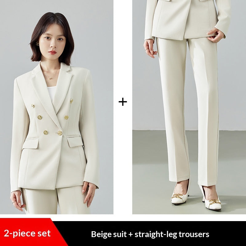 Women's Office Style Fitted-Waist Casual Set - Jacket & Pants